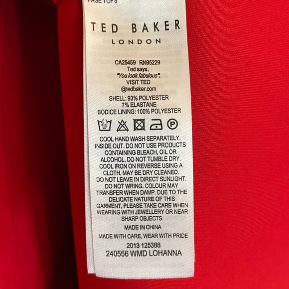 Ted Baker Lohanna Scooped Neck Neoprene Skater Dress, Red, Size 2 (US 6) - Picture 9 of 10